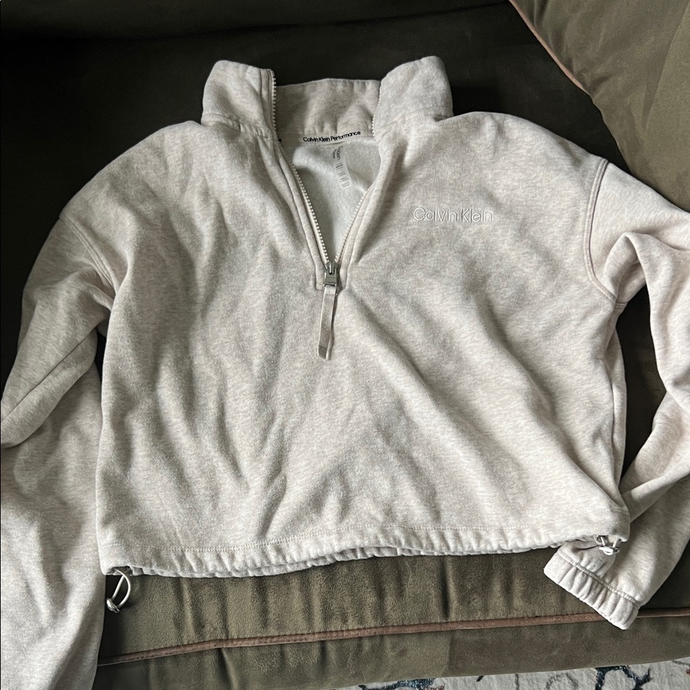 Calvin Klein Women's Light Tan Half-Zip Sweater